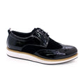 Heren Brogue Oxford Schoenen | Patentleer & Suède | Wingtip Brits Design | Zwart | EU 39-46