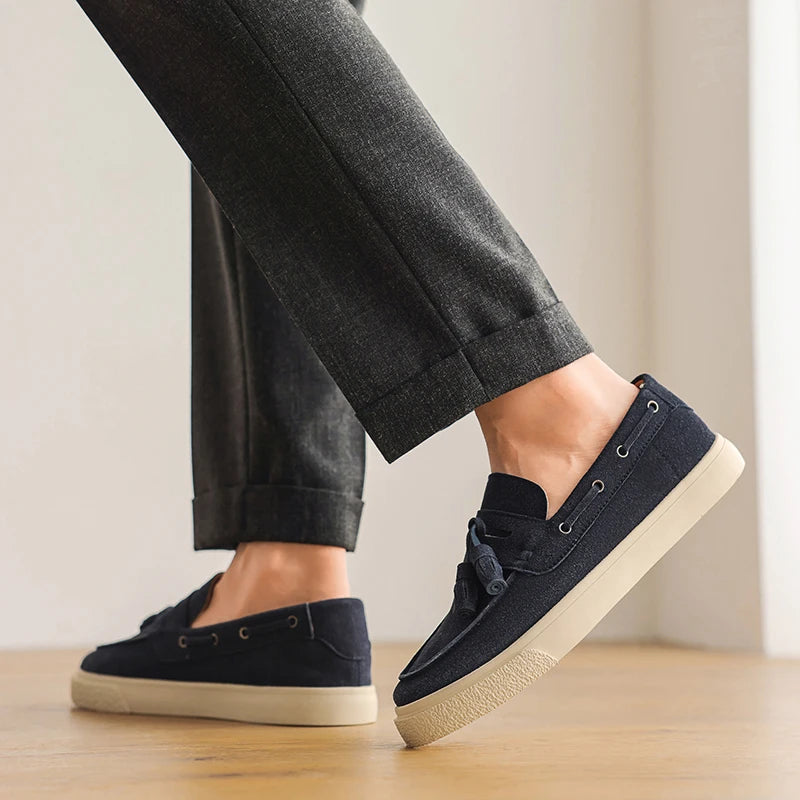 Heren Suède Loafers Handgemaakt | Mocassins Slip-On | Donkerblauw Khaki Bruin Zwart | EU 39-44