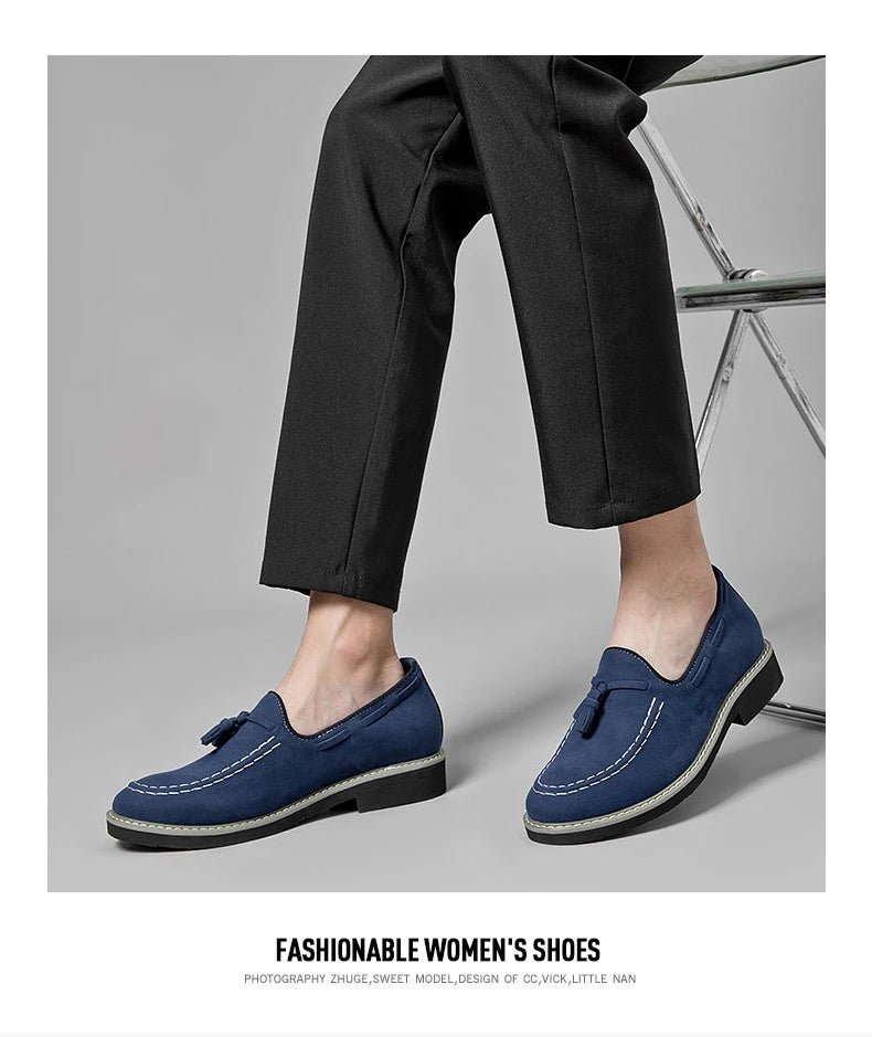 Heren Suède Elevator Loafers 5cm Hoogteverhoging | Handgemaakt Slip-On | Wijnrood Blauw Zwart Bruin | EU 38-48