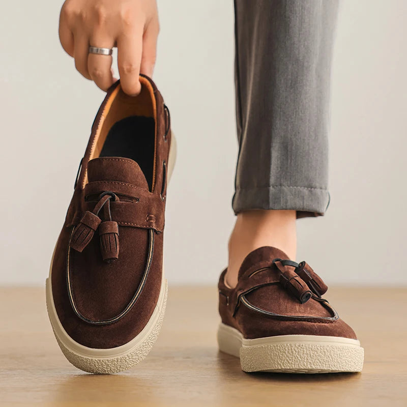 Heren Suède Loafers Handgemaakt | Mocassins Slip-On | Donkerblauw Khaki Bruin Zwart | EU 39-44