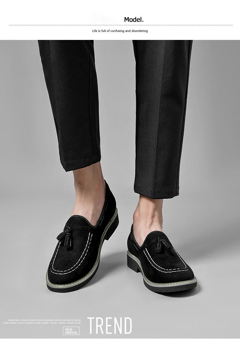 Heren Suède Elevator Loafers 5cm Hoogteverhoging | Handgemaakt Slip-On | Wijnrood Blauw Zwart Bruin | EU 38-48