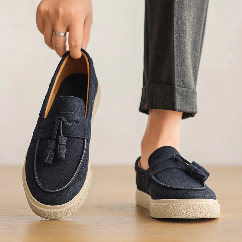 Heren Suède Loafers Handgemaakt | Mocassins Slip-On | Donkerblauw Khaki Bruin Zwart | EU 39-44