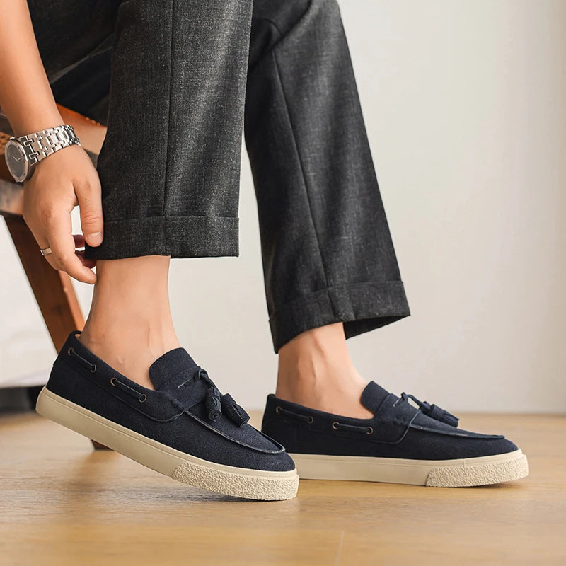 Heren Suède Loafers Handgemaakt | Mocassins Slip-On | Donkerblauw Khaki Bruin Zwart | EU 39-44
