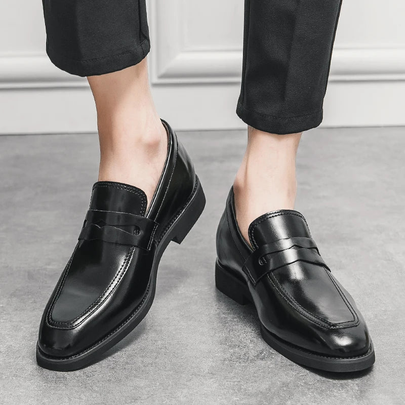 Heren Elevator Schoenen 6cm Hoogteverhoging | Slip-On Loafers Zwart | EU 37-44 | Bruiloft & Zakelijk