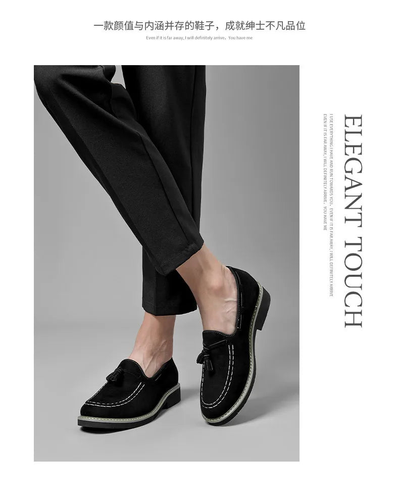 Heren Suède Elevator Loafers 5cm Hoogteverhoging | Handgemaakt Slip-On | Wijnrood Blauw Zwart Bruin | EU 38-48