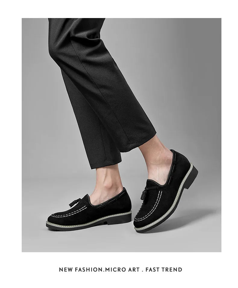 Heren Suède Elevator Loafers 5cm Hoogteverhoging | Handgemaakt Slip-On | Wijnrood Blauw Zwart Bruin | EU 38-48