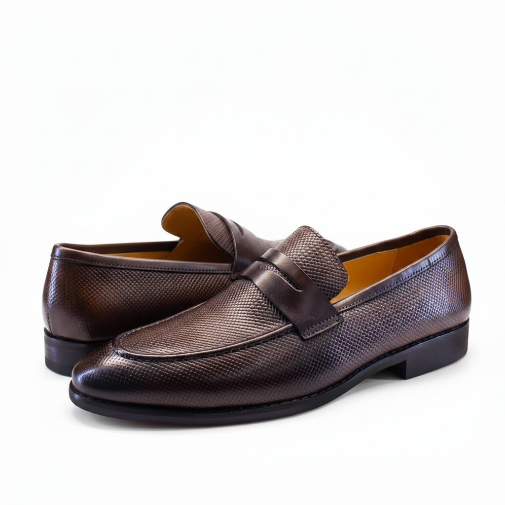 Heren Leren Loafers Slangenprint | Echt Koeienleer Slip-On | Zwart & Coffee | EU 39-46