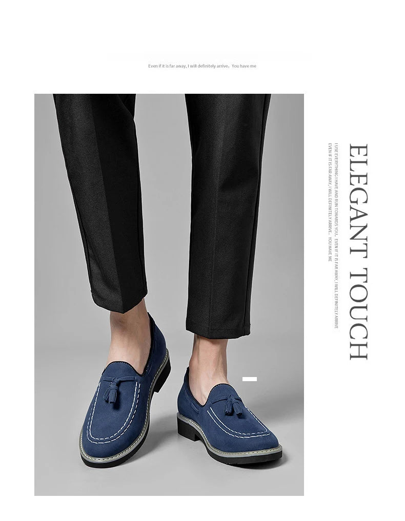 Heren Suède Elevator Loafers 5cm Hoogteverhoging | Handgemaakt Slip-On | Wijnrood Blauw Zwart Bruin | EU 38-48