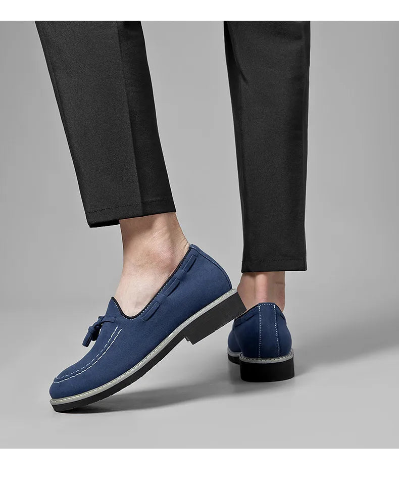 Heren Suède Elevator Loafers 5cm Hoogteverhoging | Handgemaakt Slip-On | Wijnrood Blauw Zwart Bruin | EU 38-48
