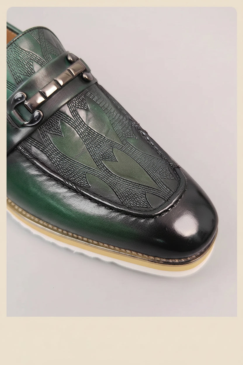 Heren Leren Loafers Handgemaakt | Luxe Instappers Koeienleer | Groen | Maten 38-46