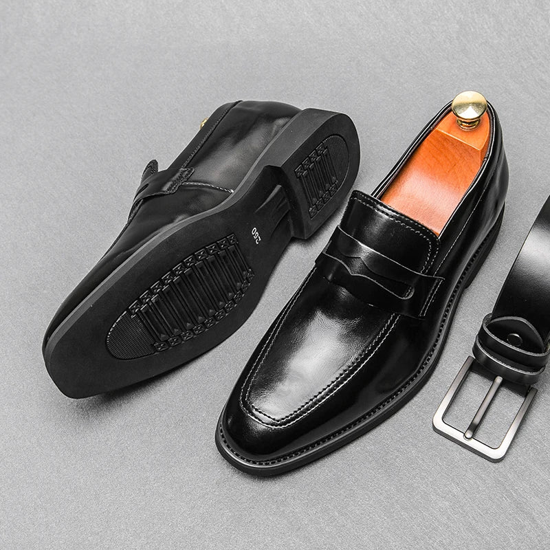 Heren Elevator Schoenen 6cm Hoogteverhoging | Slip-On Loafers Zwart | EU 37-44 | Bruiloft & Zakelijk