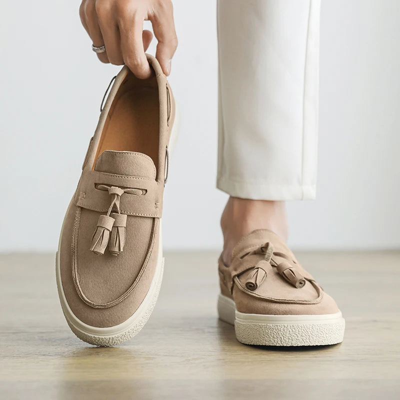 Heren Suède Loafers Handgemaakt | Mocassins Slip-On | Donkerblauw Khaki Bruin Zwart | EU 39-44