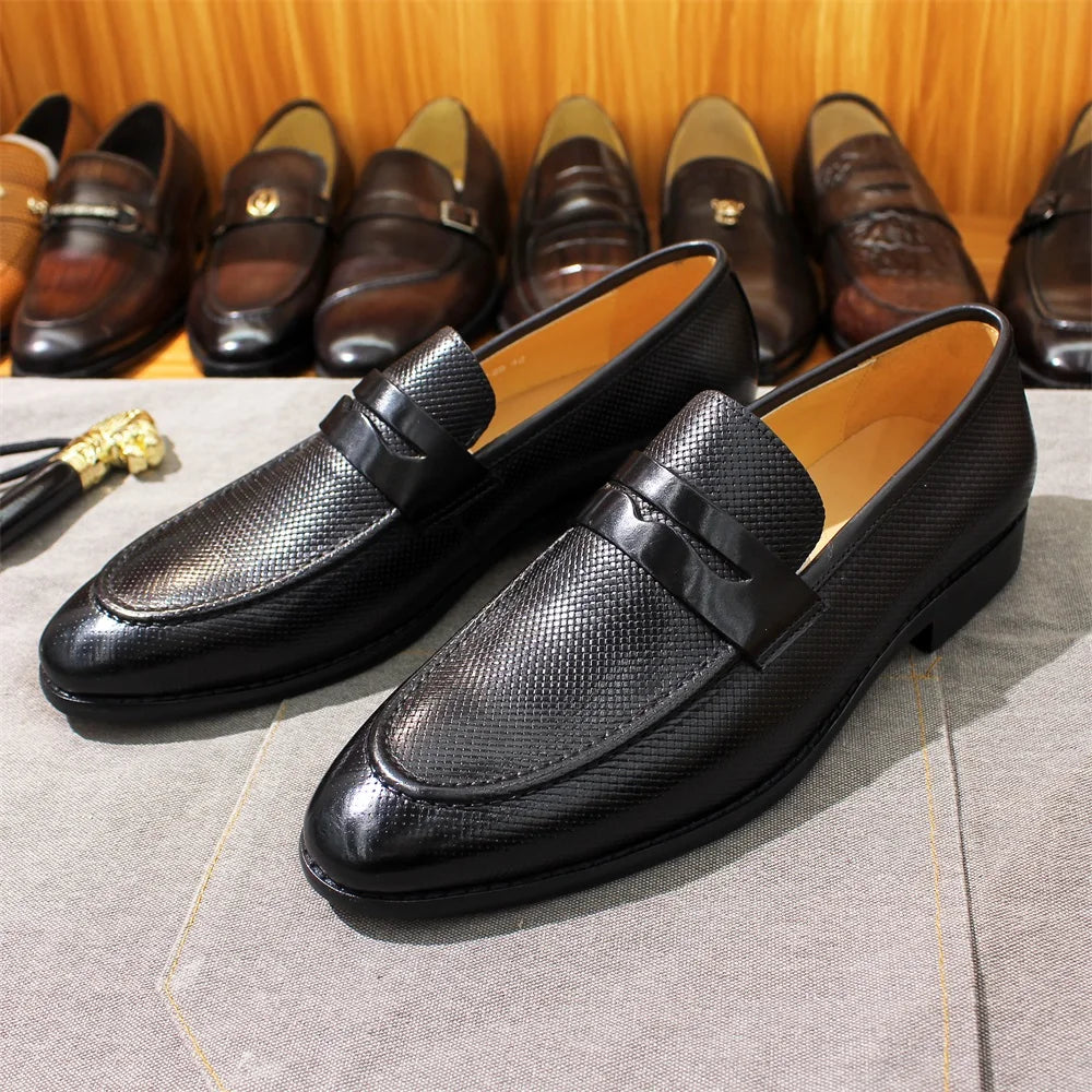Heren Leren Loafers Slangenprint | Echt Koeienleer Slip-On | Zwart & Coffee | EU 39-46