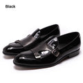 Heren Patent Leren Loafers | Monk Strap Slip-On | Zwart & Groen | EU 39-46 | Bruiloft & Gala