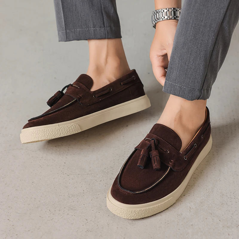 Heren Suède Loafers Handgemaakt | Mocassins Slip-On | Donkerblauw Khaki Bruin Zwart | EU 39-44