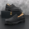 Heren Platform Loafers Echt Koeienleer | Slip-On Instappers | Zwart | EU 38.5-43 | Zakelijk & Casual