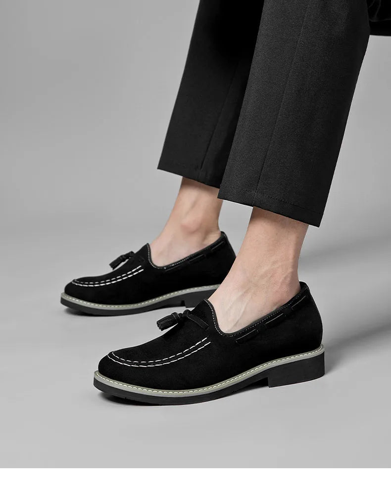 Heren Suède Elevator Loafers 5cm Hoogteverhoging | Handgemaakt Slip-On | Wijnrood Blauw Zwart Bruin | EU 38-48