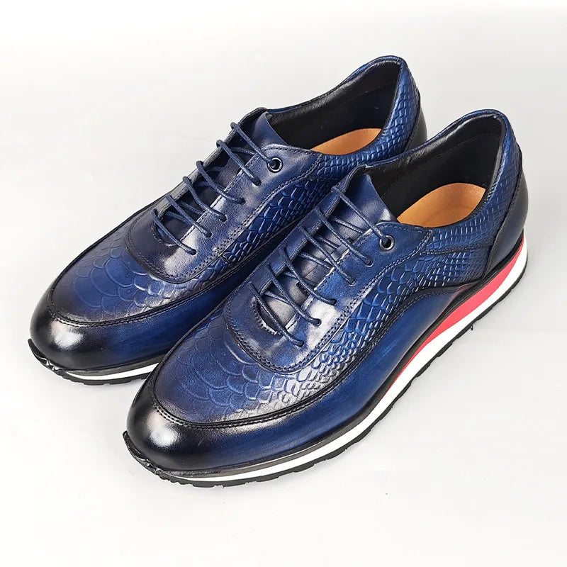 أحذية أوكسفورد رياضية للرجال بتصميم كلاسيكي | أحذية جلدية بنقشة التمساح