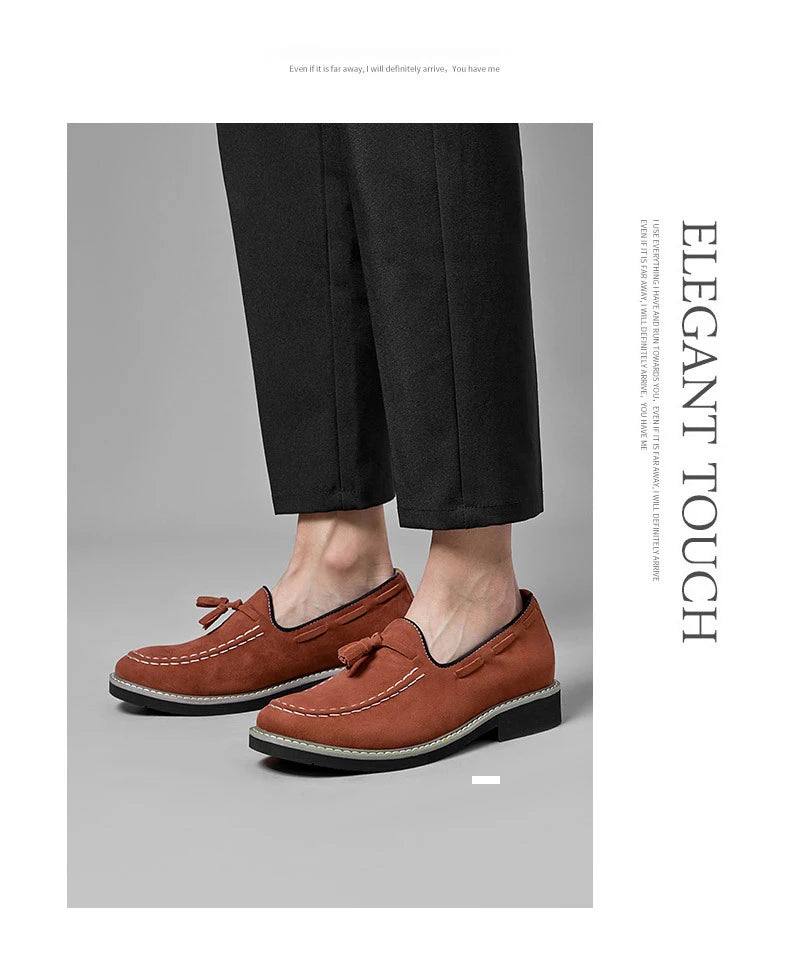 Heren Suède Elevator Loafers 5cm Hoogteverhoging | Handgemaakt Slip-On | Wijnrood Blauw Zwart Bruin | EU 38-48