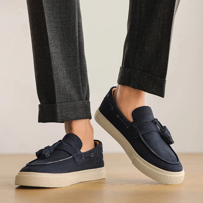Heren Suède Loafers Handgemaakt | Mocassins Slip-On | Donkerblauw Khaki Bruin Zwart | EU 39-44