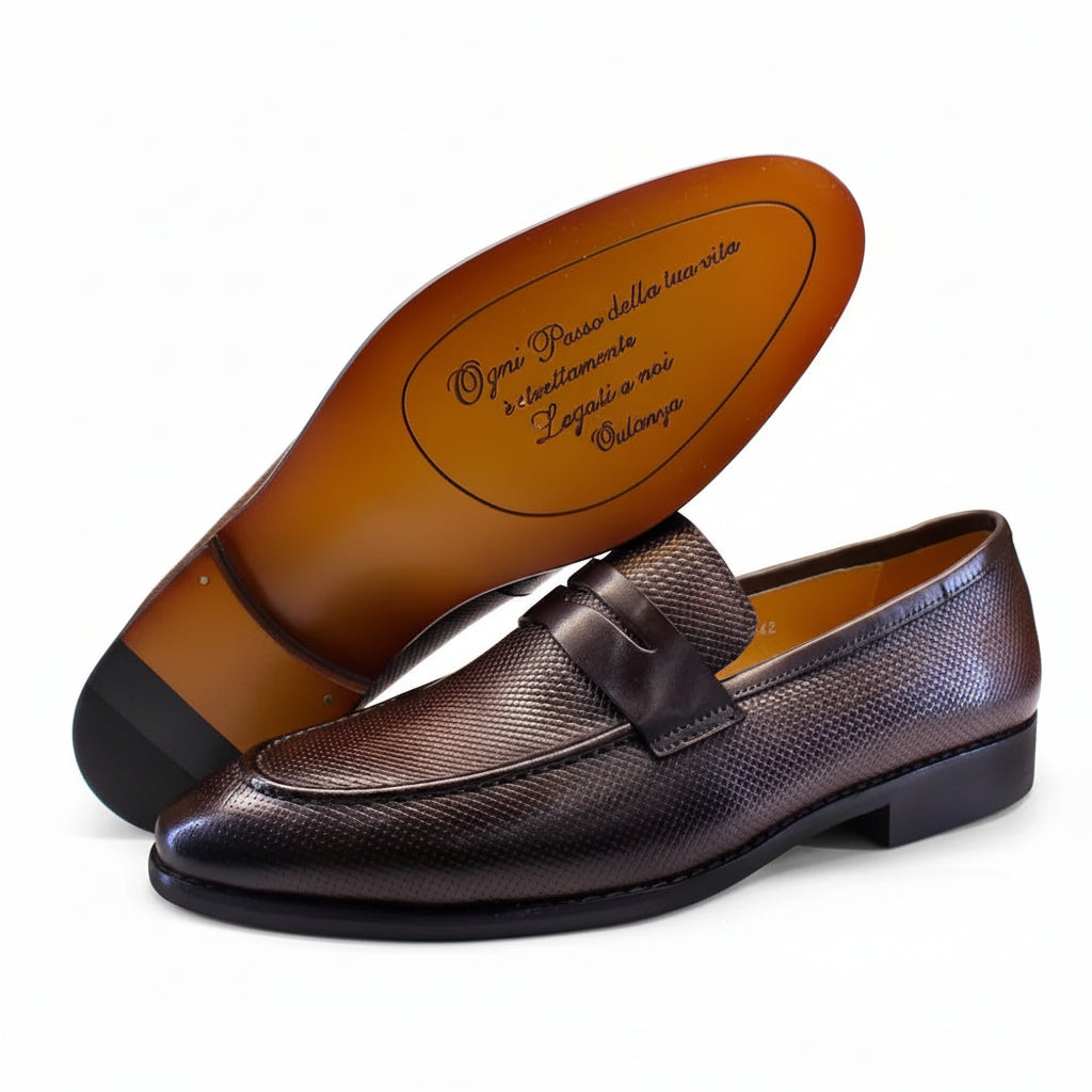 Heren Leren Loafers Slangenprint | Echt Koeienleer Slip-On | Zwart & Coffee | EU 39-46
