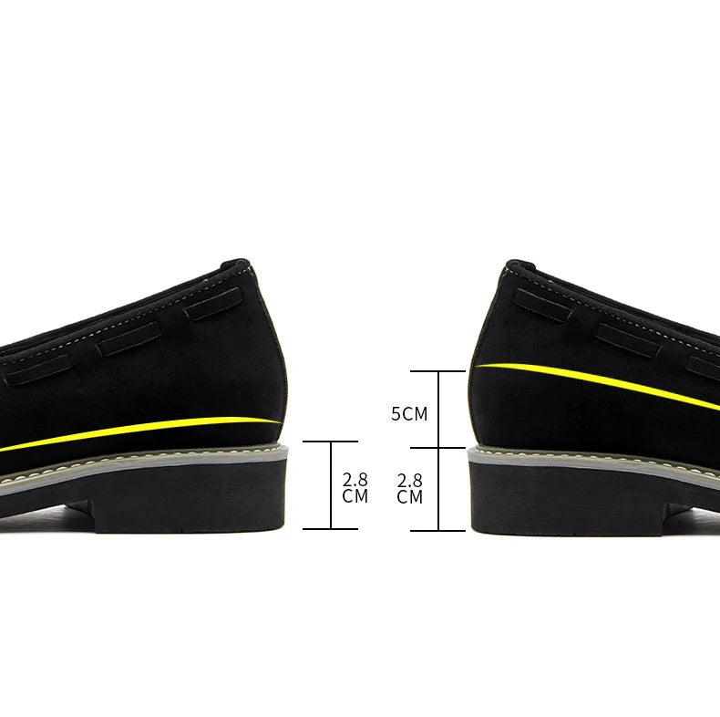 Heren Suède Elevator Loafers 5cm Hoogteverhoging | Handgemaakt Slip-On | Wijnrood Blauw Zwart Bruin | EU 38-48