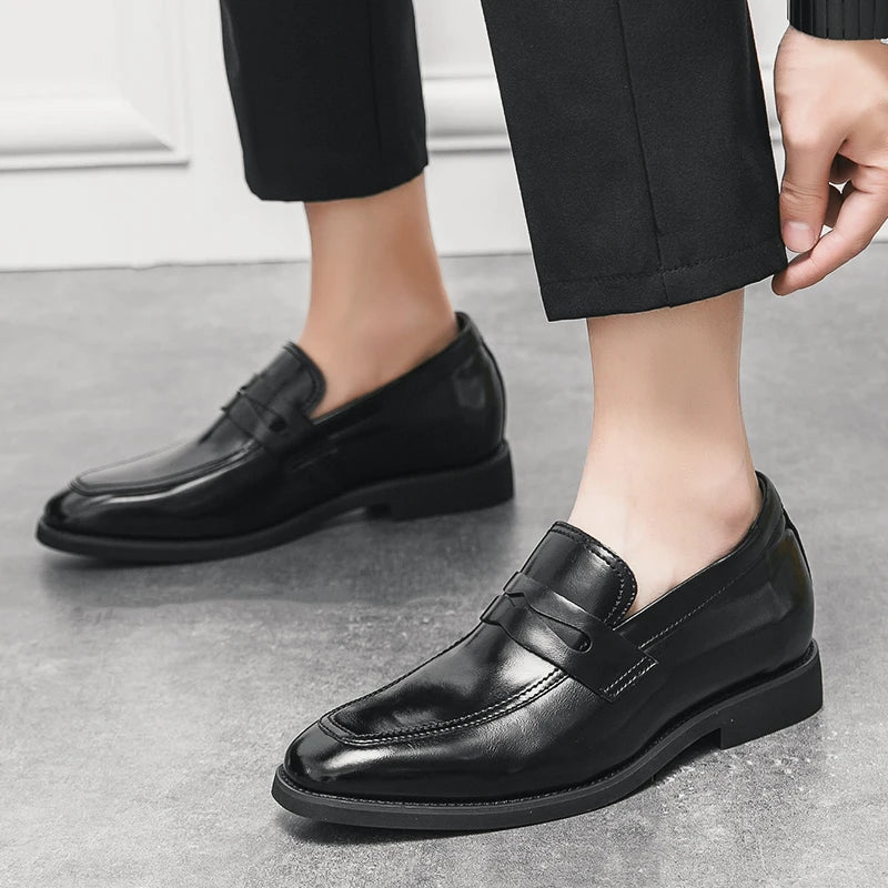 Heren Elevator Schoenen 6cm Hoogteverhoging | Slip-On Loafers Zwart | EU 37-44 | Bruiloft & Zakelijk