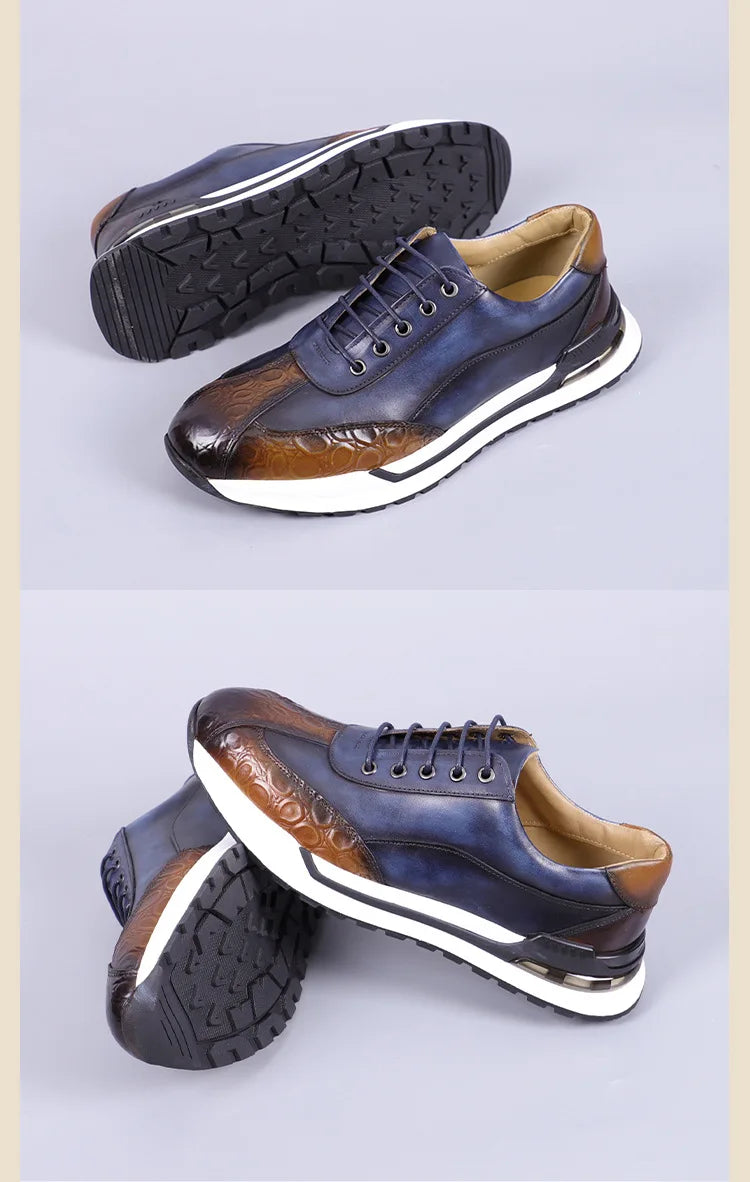 Heren Leren Oxford Sneakers | Retro Stijl | Echt Koeienleer | Maten 38-46 | Groen Bruin Blauw