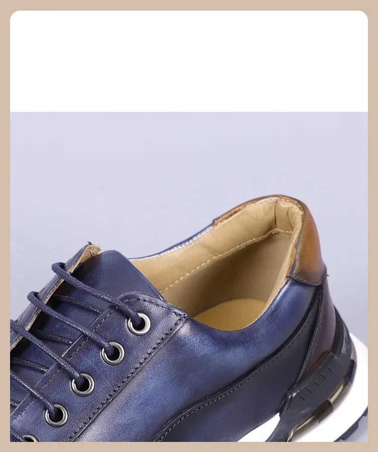 Heren Leren Oxford Sneakers | Retro Stijl | Echt Koeienleer | Maten 38-46 | Groen Bruin Blauw