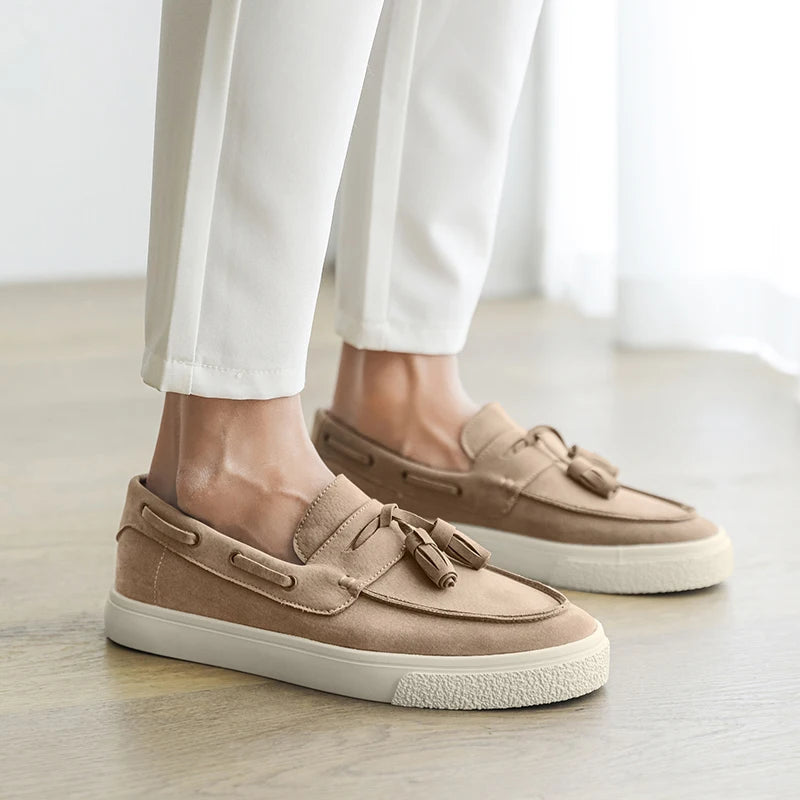 Heren Suède Loafers Handgemaakt | Mocassins Slip-On | Donkerblauw Khaki Bruin Zwart | EU 39-44