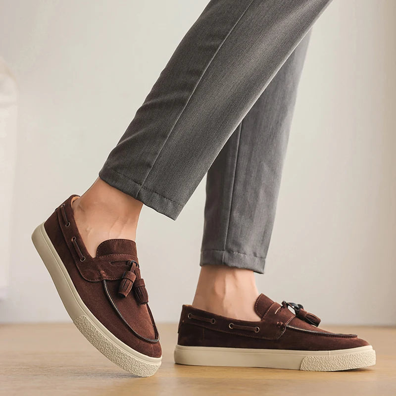 Heren Suède Loafers Handgemaakt | Mocassins Slip-On | Donkerblauw Khaki Bruin Zwart | EU 39-44