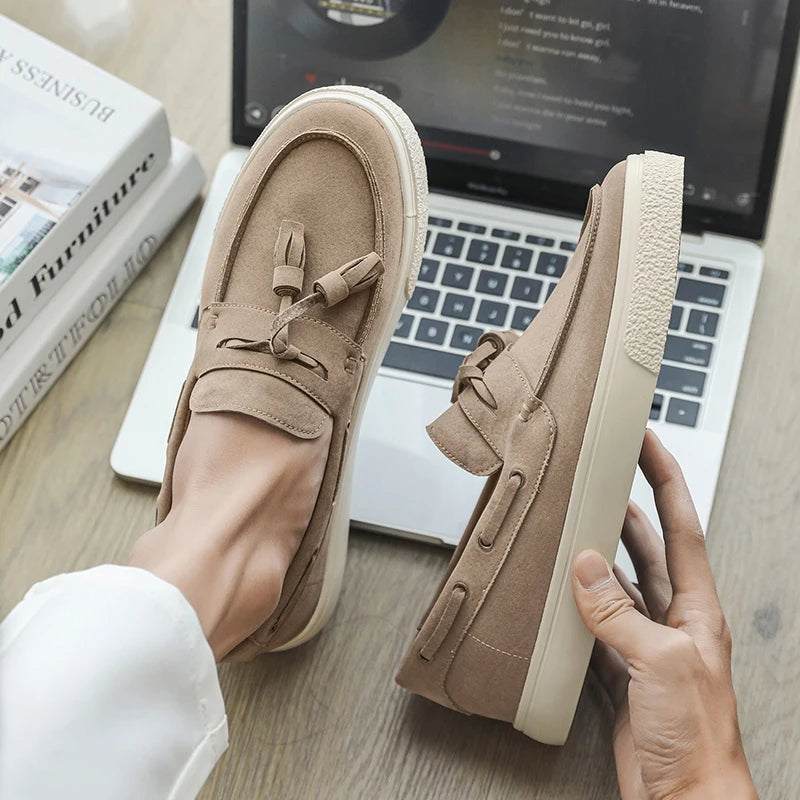 Heren Suède Loafers Handgemaakt | Mocassins Slip-On | Donkerblauw Khaki Bruin Zwart | EU 39-44