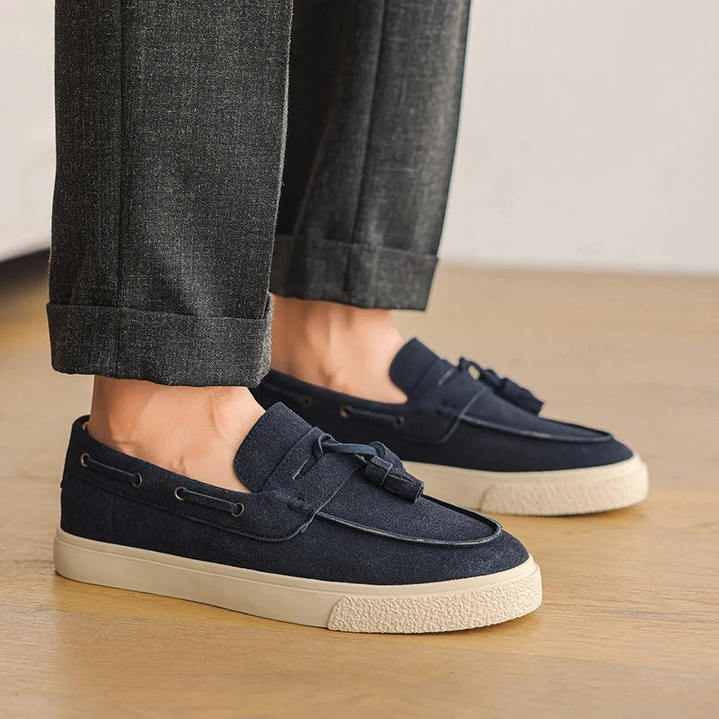 Heren Suède Loafers Handgemaakt | Mocassins Slip-On | Donkerblauw Khaki Bruin Zwart | EU 39-44