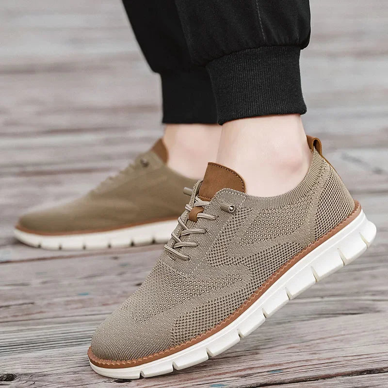 Heren Mesh Sneakers Lichtgewicht | Ademend Color Block | Beige Khaki Wit Zwart Blauw | EU 39-46