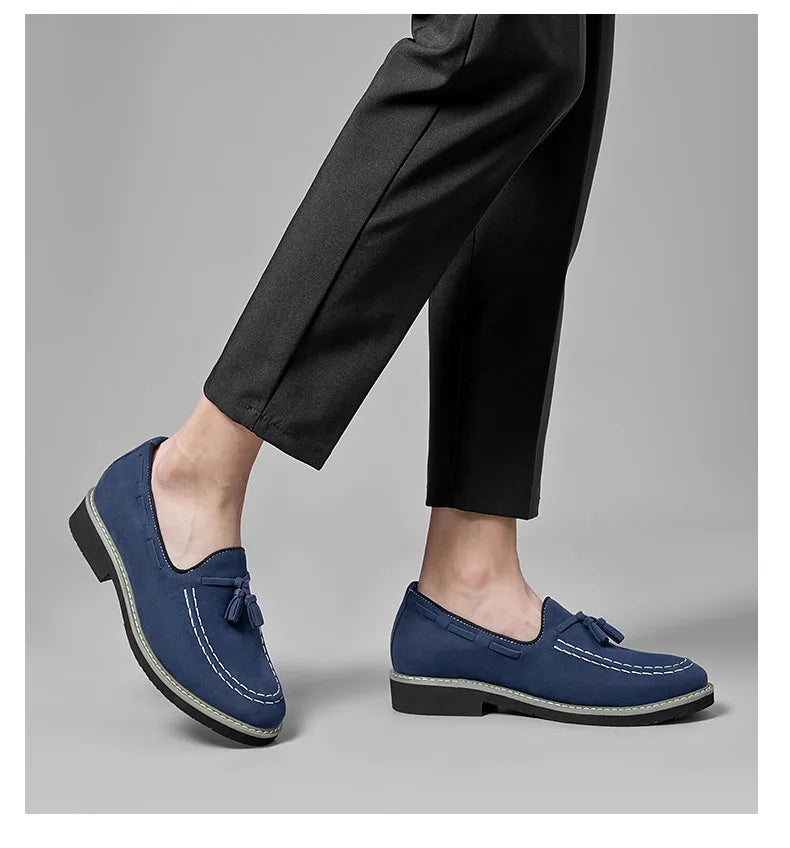 Heren Suède Elevator Loafers 5cm Hoogteverhoging | Handgemaakt Slip-On | Wijnrood Blauw Zwart Bruin | EU 38-48
