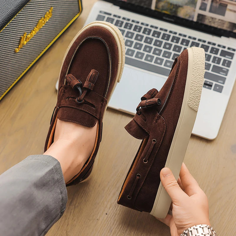 Heren Suède Loafers Handgemaakt | Mocassins Slip-On | Donkerblauw Khaki Bruin Zwart | EU 39-44