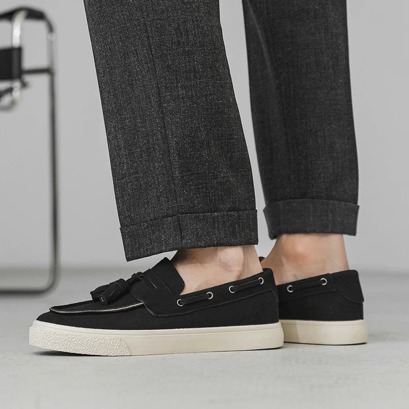 Heren Suède Loafers Handgemaakt | Mocassins Slip-On | Donkerblauw Khaki Bruin Zwart | EU 39-44