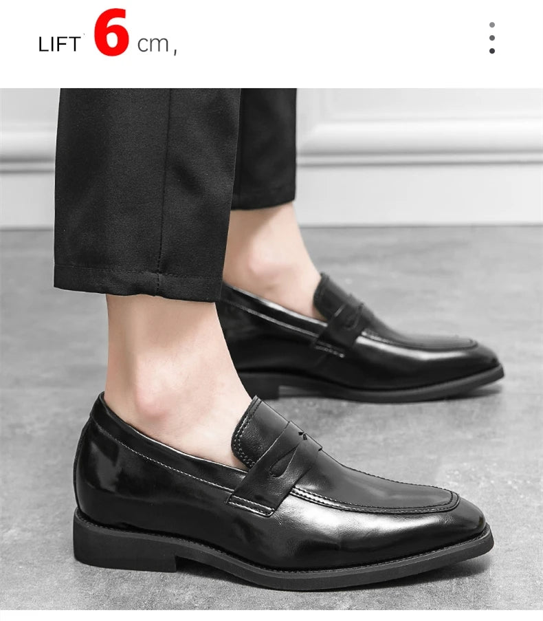 Heren Elevator Schoenen 6cm Hoogteverhoging | Slip-On Loafers Zwart | EU 37-44 | Bruiloft & Zakelijk