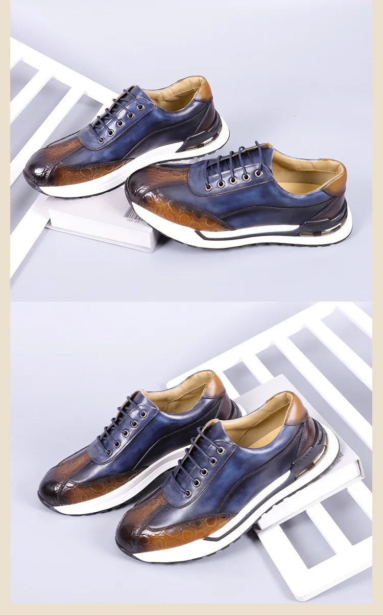 Heren Leren Oxford Sneakers | Retro Stijl | Echt Koeienleer | Maten 38-46 | Groen Bruin Blauw