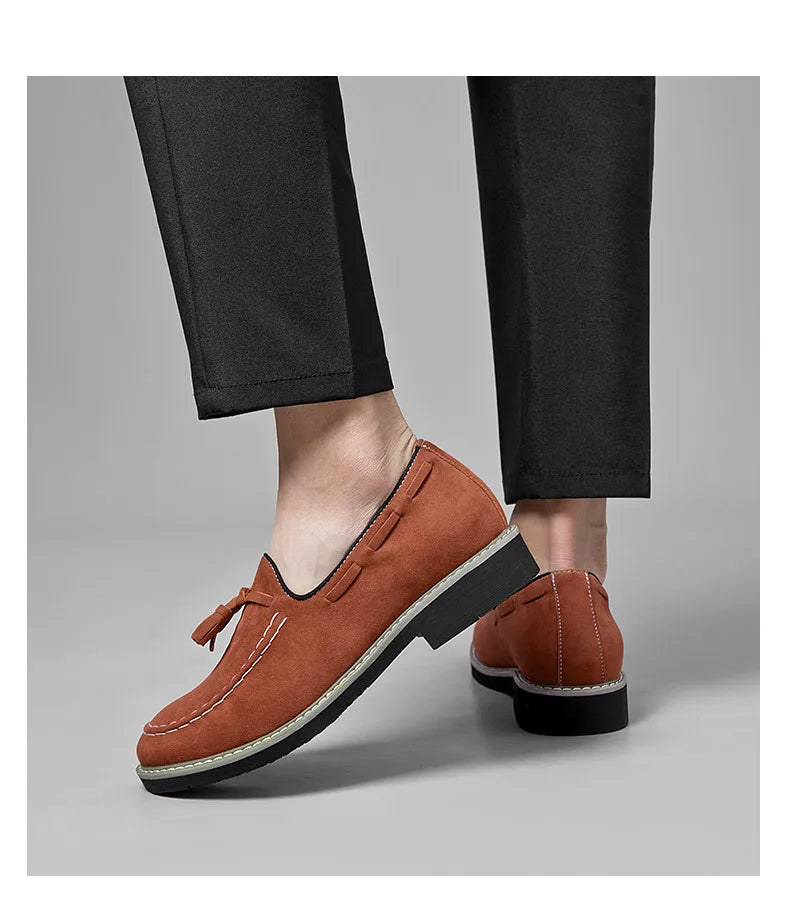 Heren Suède Elevator Loafers 5cm Hoogteverhoging | Handgemaakt Slip-On | Wijnrood Blauw Zwart Bruin | EU 38-48