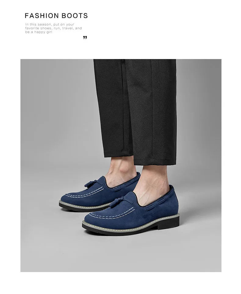 Heren Suède Elevator Loafers 5cm Hoogteverhoging | Handgemaakt Slip-On | Wijnrood Blauw Zwart Bruin | EU 38-48