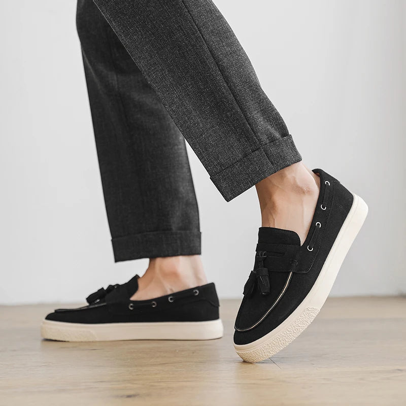 Heren Suède Loafers Handgemaakt | Mocassins Slip-On | Donkerblauw Khaki Bruin Zwart | EU 39-44