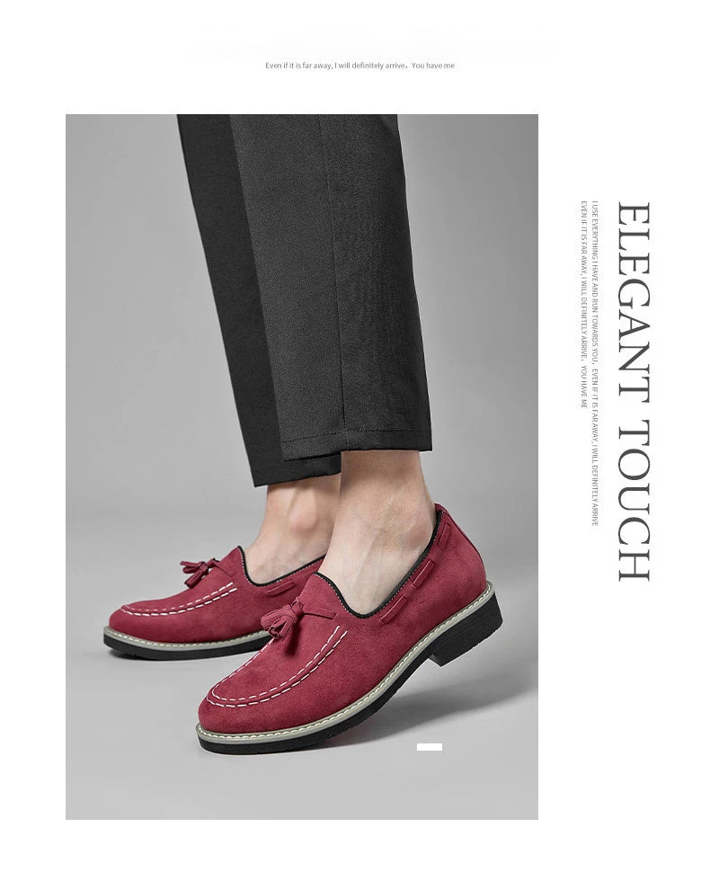 Heren Suède Elevator Loafers 5cm Hoogteverhoging | Handgemaakt Slip-On | Wijnrood Blauw Zwart Bruin | EU 38-48