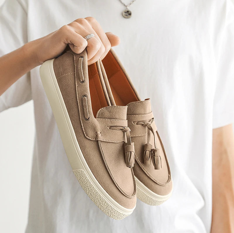 Heren Suède Loafers Handgemaakt | Mocassins Slip-On | Donkerblauw Khaki Bruin Zwart | EU 39-44