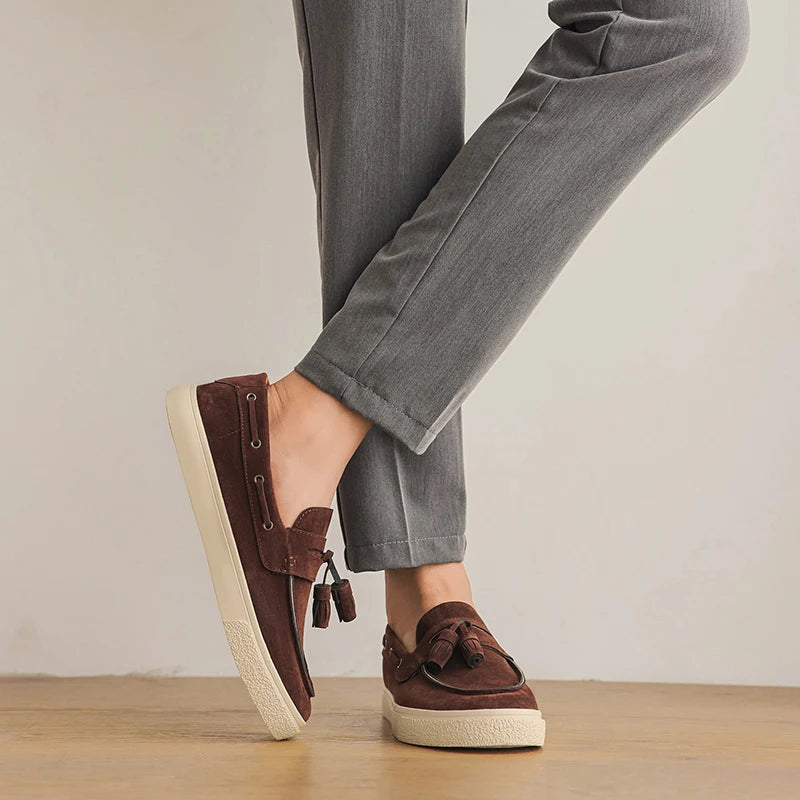 Heren Suède Loafers Handgemaakt | Mocassins Slip-On | Donkerblauw Khaki Bruin Zwart | EU 39-44