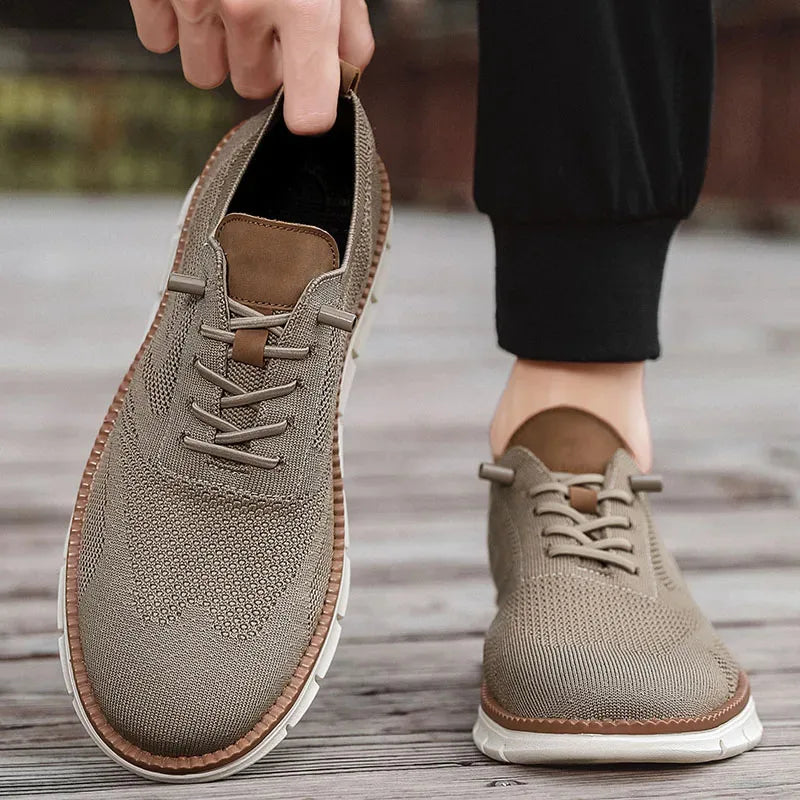 Heren Mesh Sneakers Lichtgewicht | Ademend Color Block | Beige Khaki Wit Zwart Blauw | EU 39-46