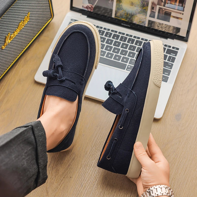Heren Suède Loafers Handgemaakt | Mocassins Slip-On | Donkerblauw Khaki Bruin Zwart | EU 39-44