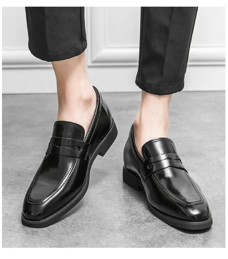 Heren Elevator Schoenen 6cm Hoogteverhoging | Slip-On Loafers Zwart | EU 37-44 | Bruiloft & Zakelijk