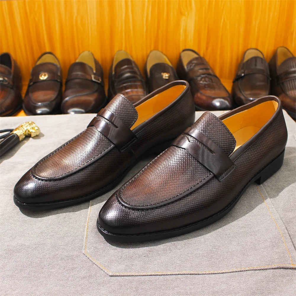 Heren Leren Loafers Slangenprint | Echt Koeienleer Slip-On | Zwart & Coffee | EU 39-46