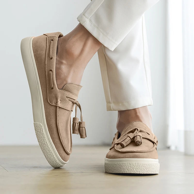 Heren Suède Loafers Handgemaakt | Mocassins Slip-On | Donkerblauw Khaki Bruin Zwart | EU 39-44